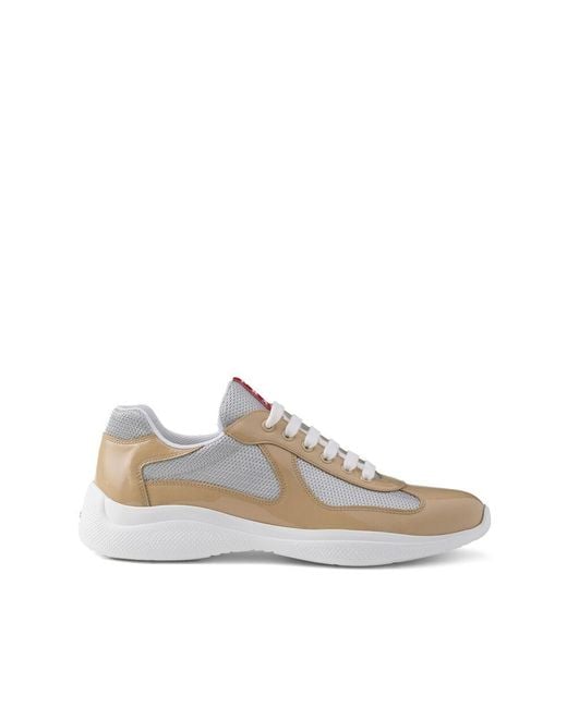 Prada Natural America's Cup Logo-Patch Sneakers for men