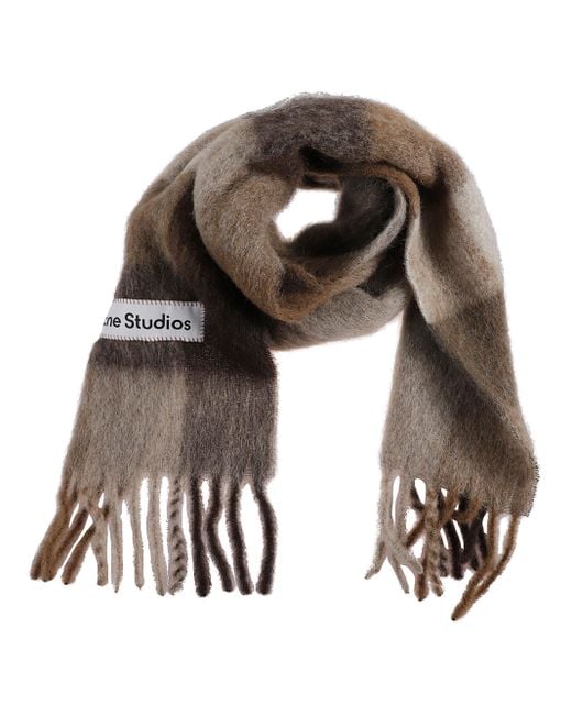 Acne Black Fringed Scarf With Logo for men