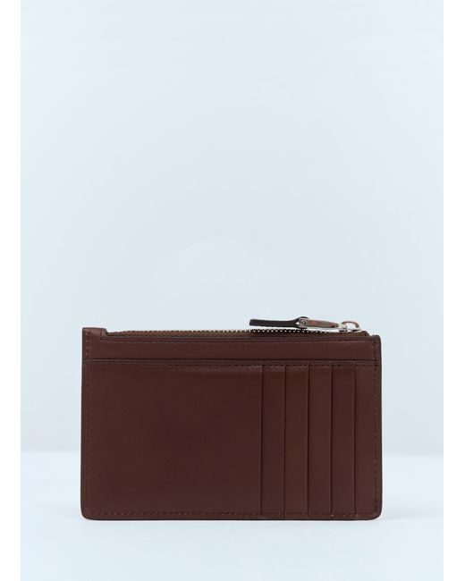 Max Mara Brown Embossed Logo Leather Cardholder