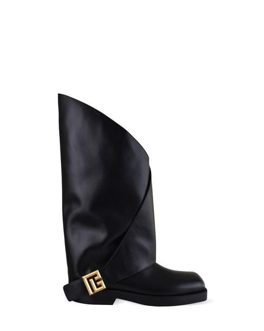 Balmain Black Twist Flat Boots