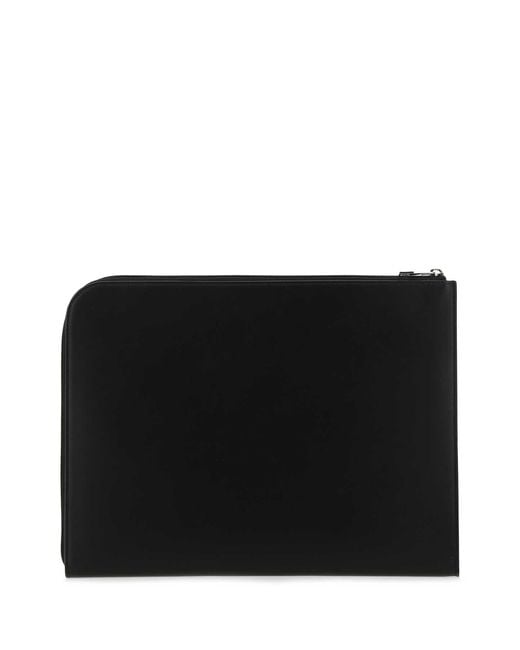 McQueen Black Leather Document Holder for men