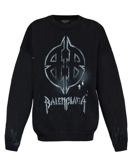 Balenciaga Blue Logo-Print Sweatshirt for men