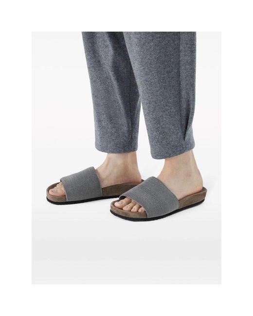 Brunello Cucinelli Gray Sliders