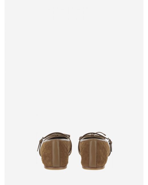Gucci White Suede Ballerina With All Over Gg Monogram