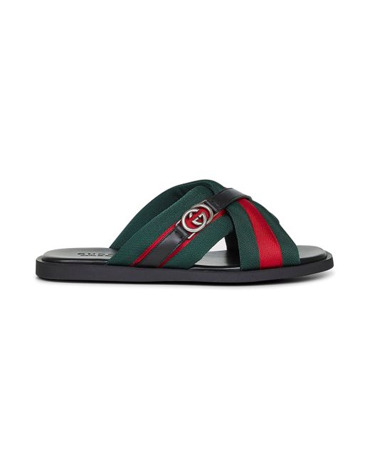 Gucci Multicolor Web Sandals With Interlocking G for men