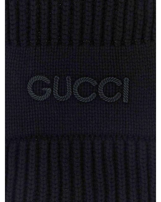 Gucci Blue Wool And Cashmere Scarf
