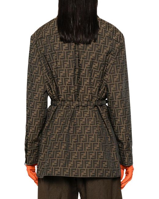 Fendi Brown Ff Silk Shirt