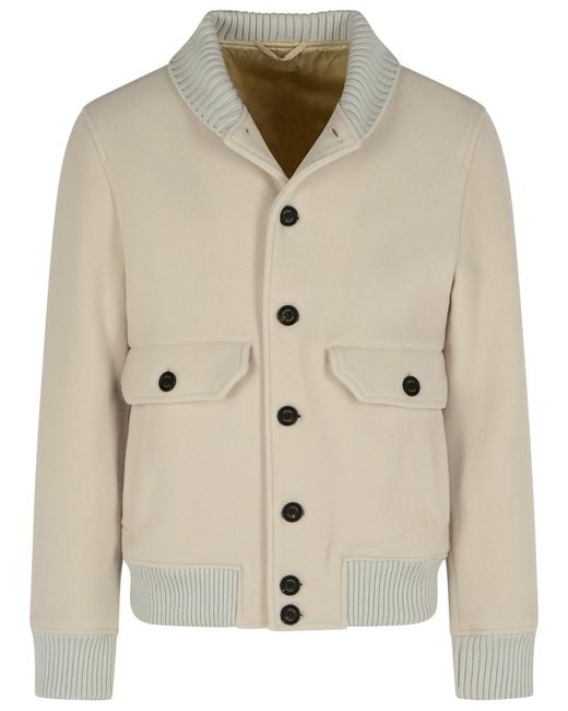Eleventy Natural Wool Blend Bomber Jacket for men