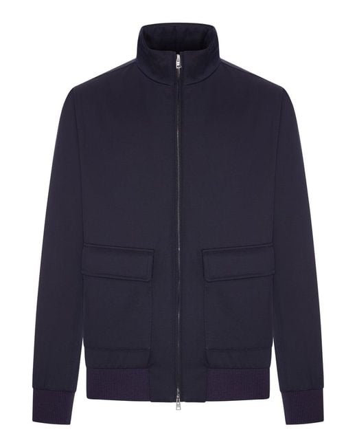 Herno Blue Wool-Blend Zip-Up Bomber Jacket for men