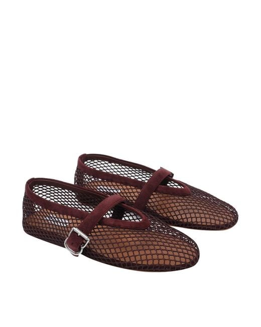 Alaïa Brown Fishnet Flat Ballets