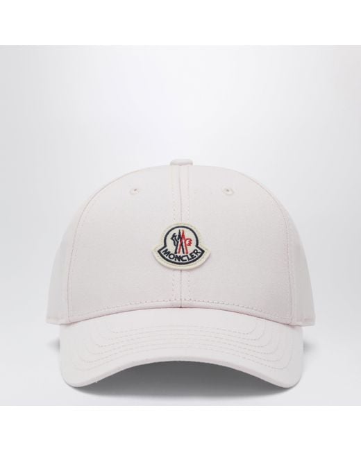 Moncler White Baseball Cap With Logo Patch