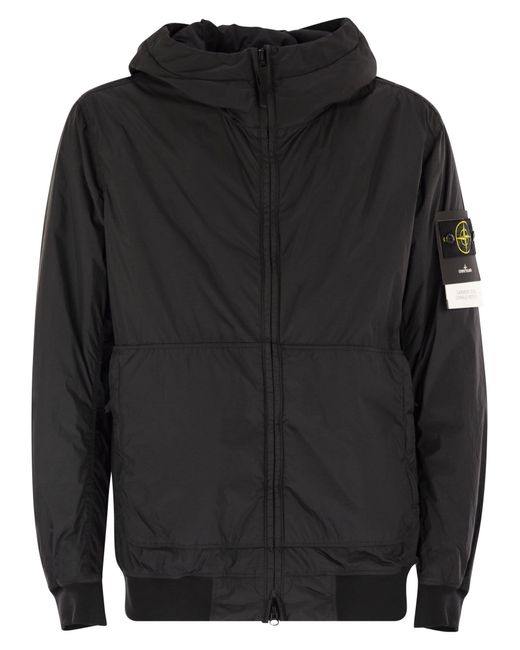 Stone Island Men's Black Padded Jacket With Drip Proof And Wind