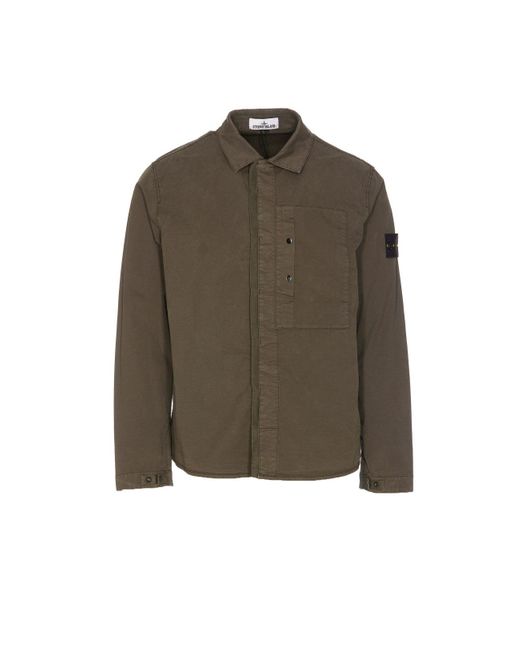 Stone Island Green Stretch Tc Logo Shirt for men