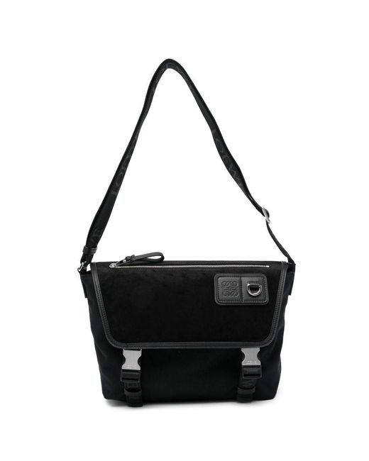 Loewe Black Flex Medium Canvas And Suede Crossbody Bag for men