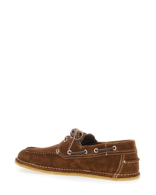 AMI Brown Loafers 'Boat Shoes' With Rounded Toe And Rubber Sole for men