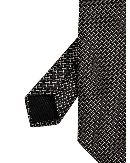 Tom Ford Black Silk Tie With Geometric Pattern for men