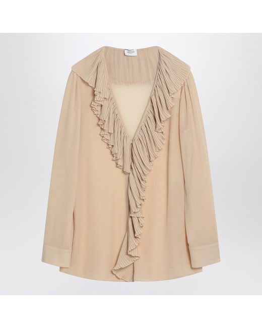 Saint Laurent Natural Ruffled Blouse