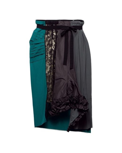 Prada Blue Patchwork Midi Skirt