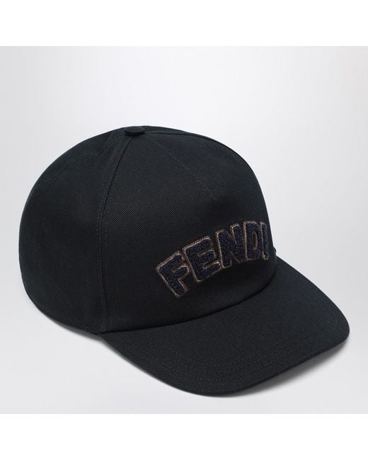 Fendi Black Cotton Baseball Cap for men