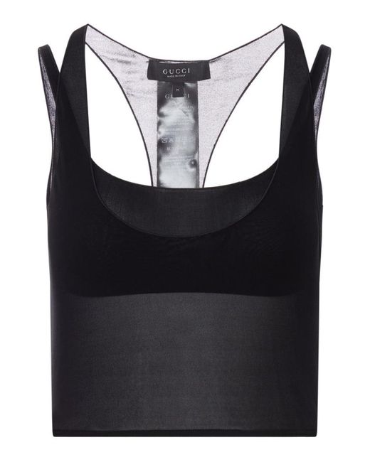 Gucci Black Semi-Transparent Top