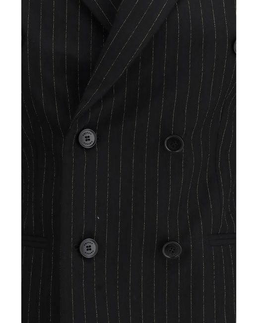 McQueen Black Pinstriped Double-Breasted Jacket