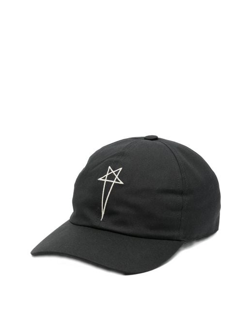 Rick Owens Black Embroidered Baseball Cap