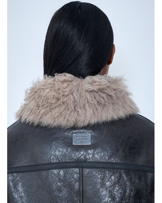 Acne Gray Leather Shearling Jacket