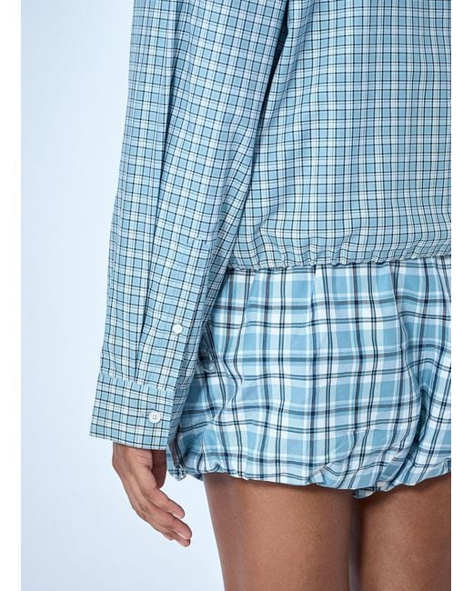 Acne Blue Hooded Check Jacket