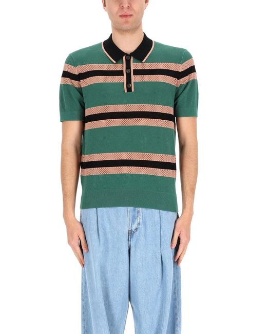 Dries Van Noten Green Mesh Polo Shirt for men