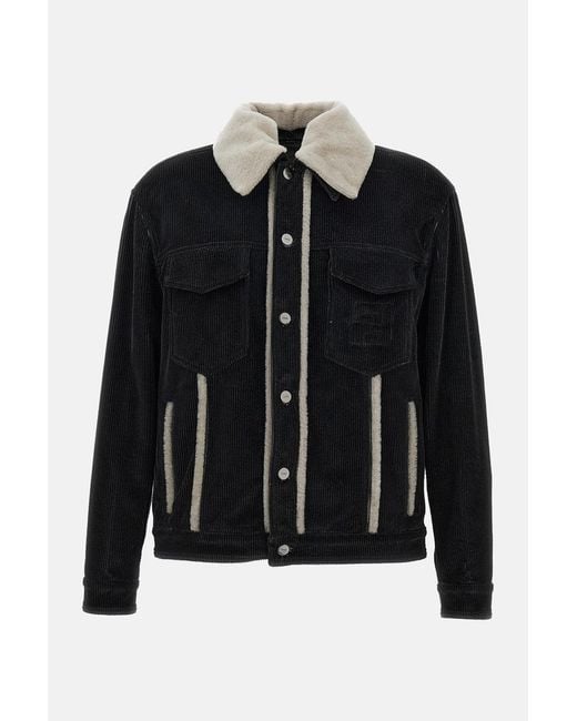 Fendi Black Corduroy Cotton Jacket for men