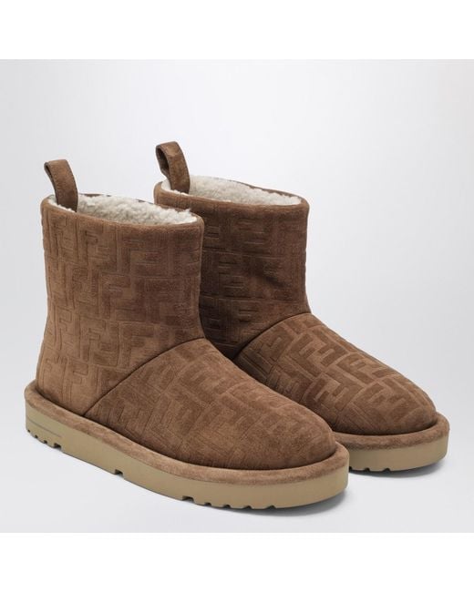 Fendi Brown Suede Ankle Boots for men