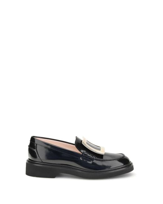 Roger Vivier Black Vivâ€ Rangers Leather Loafers