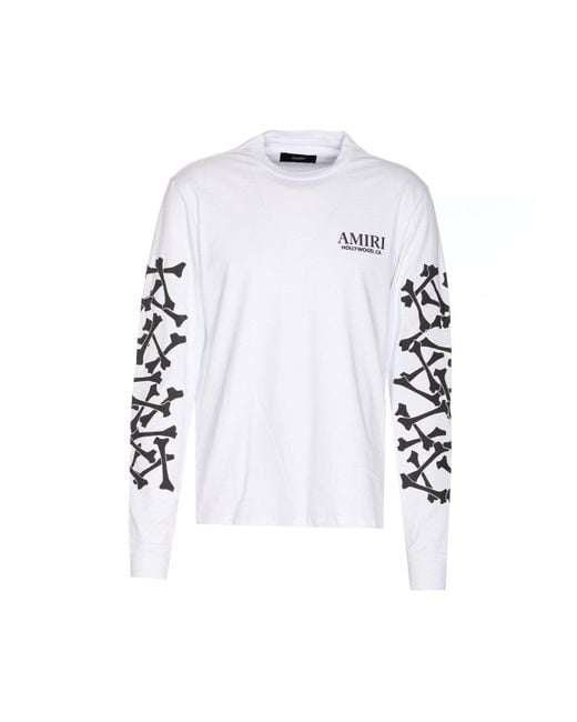 Amiri Bones Stacked Long Sleeves T-Shirt in White for Men | Lyst