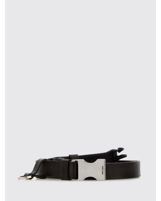 Prada White Leather Belt With Snap Buckle for men
