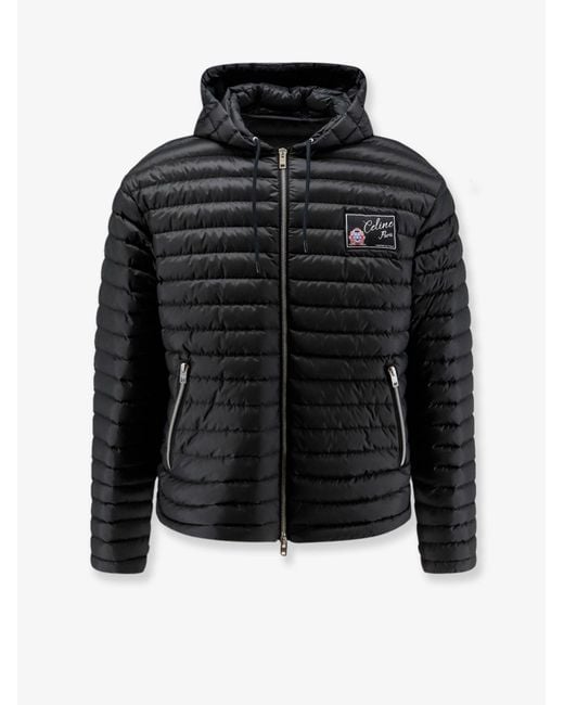 Céline Black Hooded Quilted Down Jacket for men