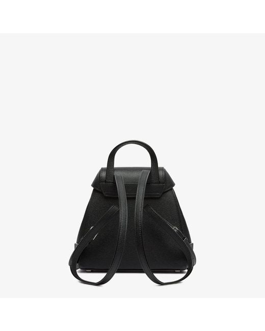 Valextra Black Iside Mini Leather Backpack