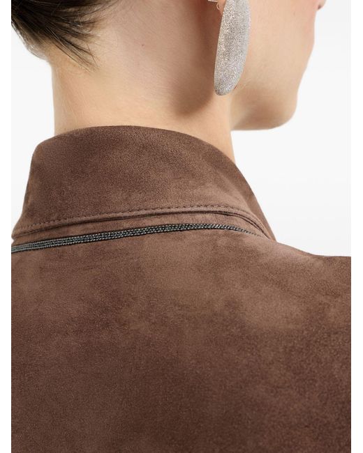 Brunello Cucinelli Brown Suede Cropped Jacket