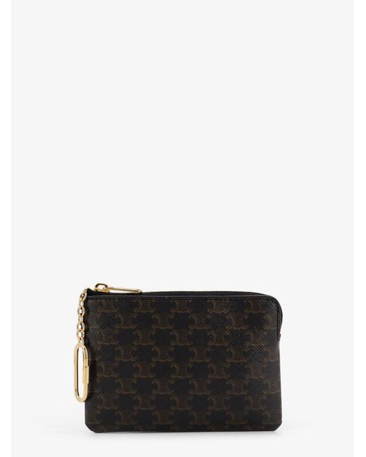 Céline White Triomphe Coated Canvas Coin Purse for men