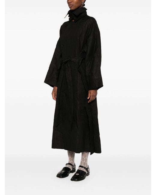Issey Miyake Long Coat in Black | Lyst