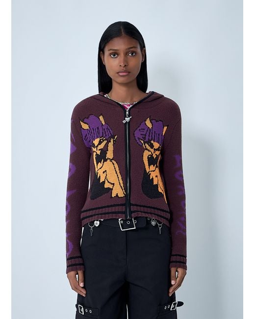 Chopova Lowena Tammie Jo Zip-Up Cardigan in Blue | Lyst