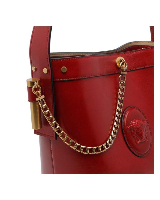 Versace Red Pivot Small Bucket Bag