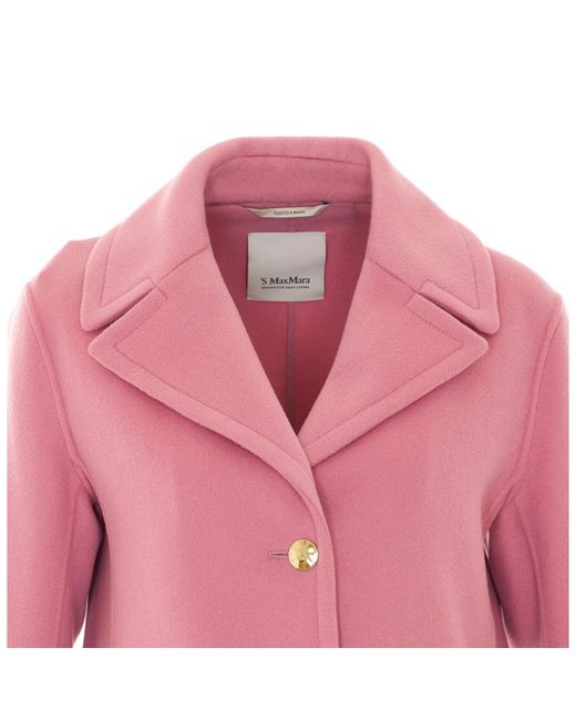 Max Mara Pink Smmsissy Single-Breasted Wool Drap Jacket