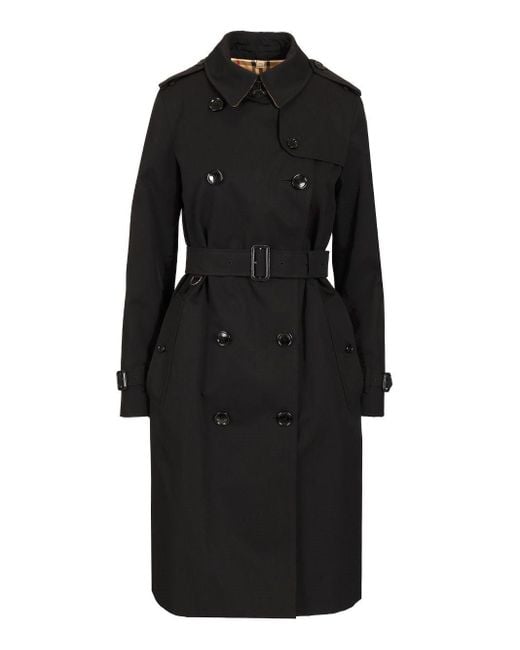 Burberry Black Heritage Kensington Long Trench Coat