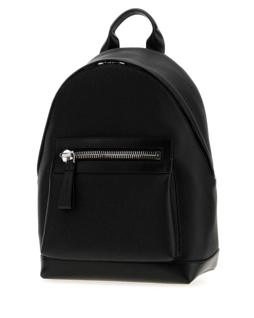 Tom Ford Black Leather Backpack for men