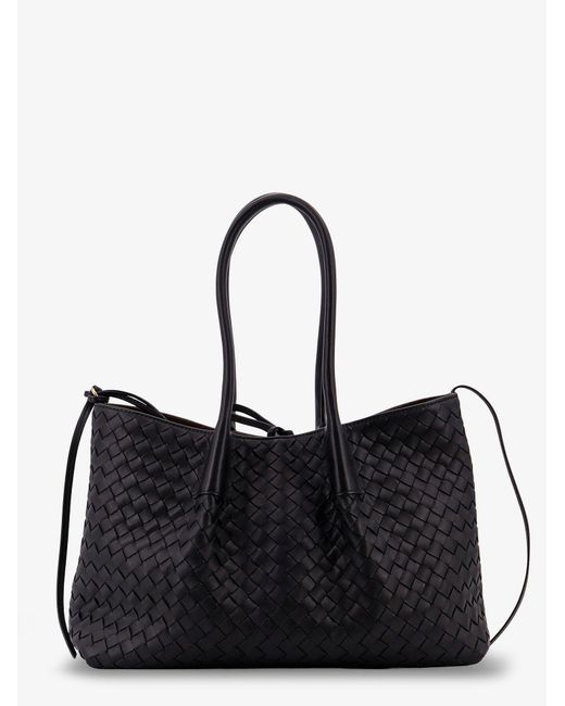 Bottega Veneta Black Pinacoteca Leather Handbag With Intrecciato Motif