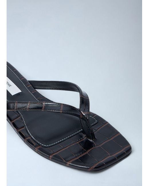 Totême Blue Croco-Embossed Flip Flops