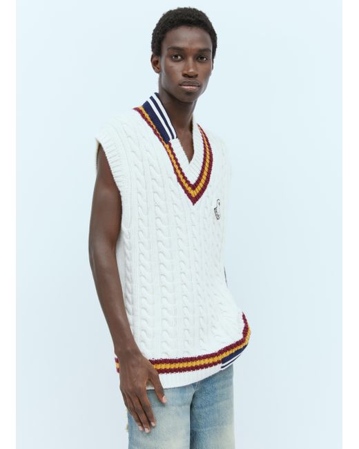 Moncler White X Palm Angels Wool V-Neck Vest