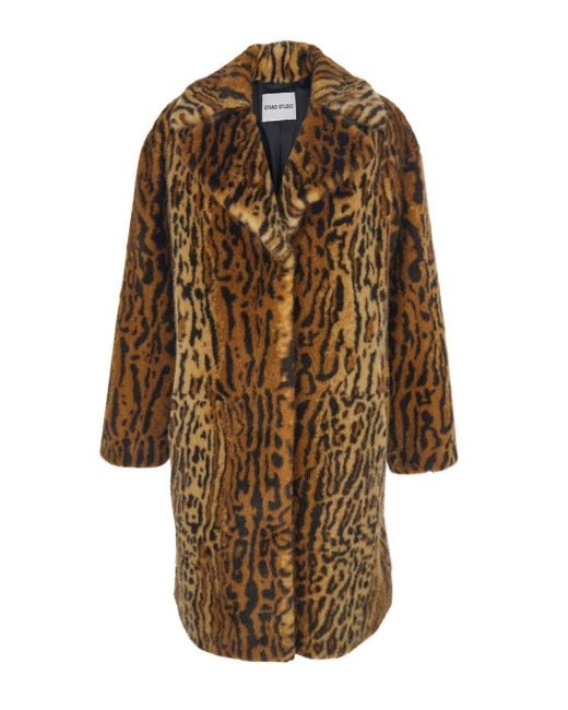Stand Studio Multicolor Stand 'Camille' Coat With Wide Notched Revers And All-Over Leopard Motif