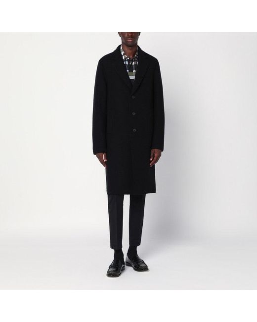 Harris Wharf London Black Single-Breasted Wool Coat for men