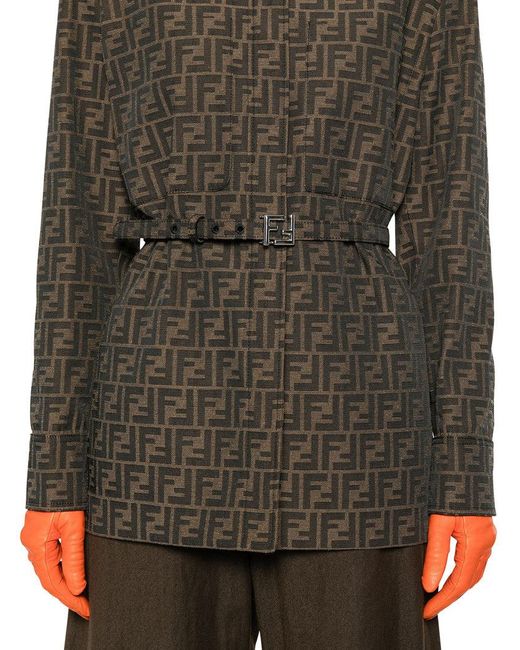 Fendi Brown Ff Silk Shirt
